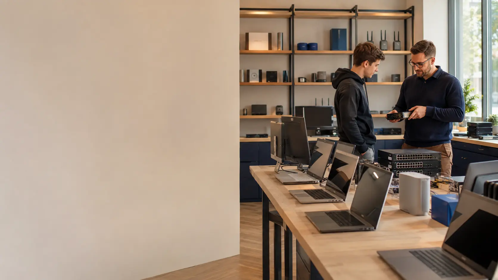 Niezależne studio technologiczne z komputerami i sprzętem sieciowym